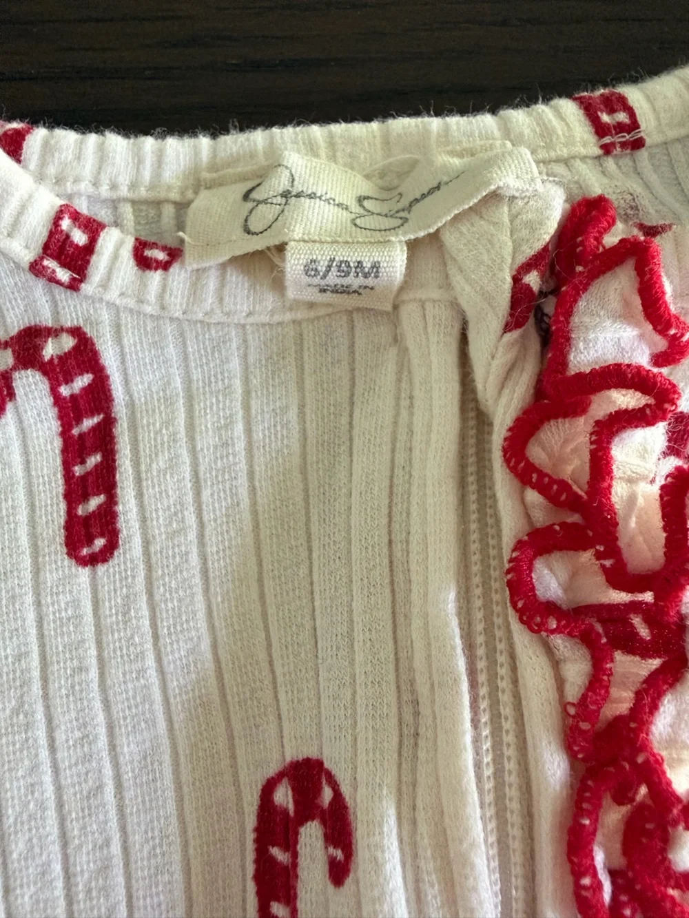 Baby Red & White Candy Cane Footie